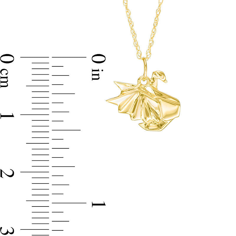 Origami Swan Pendant in 14K Gold