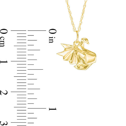 Origami Swan Pendant in 14K Gold