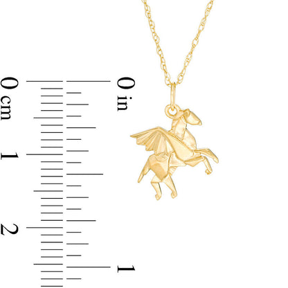Origami Pegasus Pendant in 14K Gold
