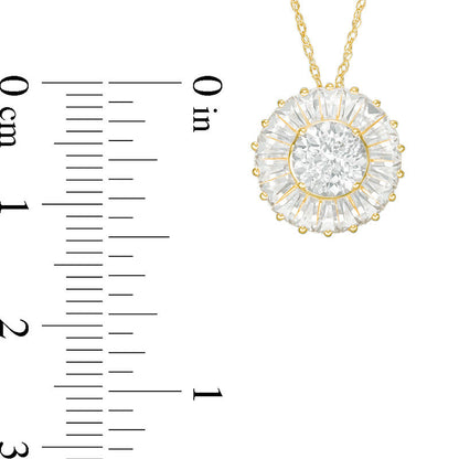 6.0mm Lab-Created White Sapphire Starburst Frame Pendant in 10K Yellow Gold