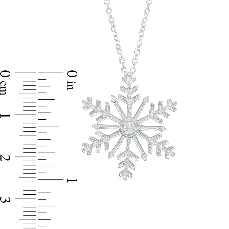 0.1 CT. T.W. Natural Diamond Snowflake Pendant in Sterling Silver