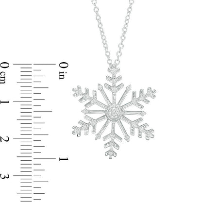 0.1 CT. T.W. Natural Diamond Snowflake Pendant in Sterling Silver