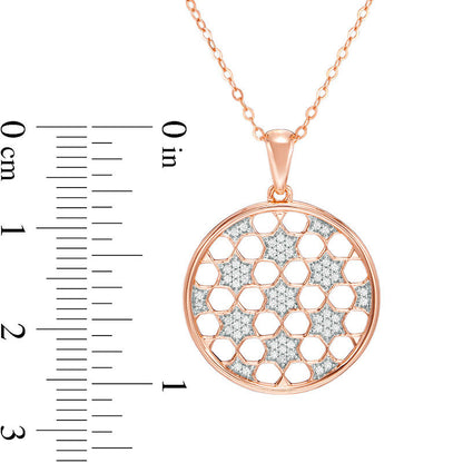 0.2 CT. T.W. Natural Diamond Star Lattice Medallion Pendant in 10K Rose Gold