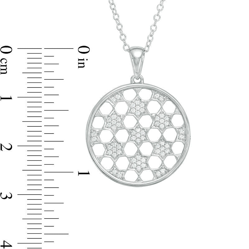 0.2 CT. T.W. Natural Diamond Star Lattice Medallion Pendant in 10K White Gold