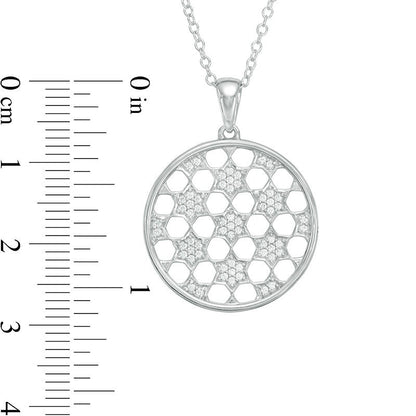 0.2 CT. T.W. Natural Diamond Star Lattice Medallion Pendant in 10K White Gold