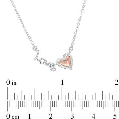 0.07 CT. T.W. Natural Diamond "Love" Heart Necklace in 10K Two-Tone Gold