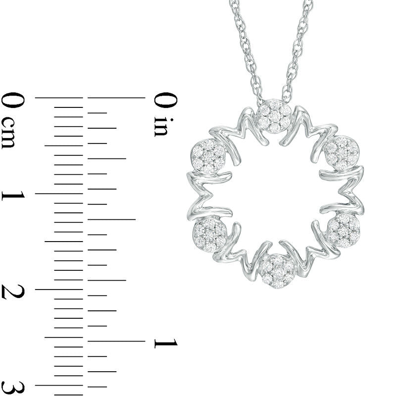 0.25 CT. T.W. Natural Diamond "MOM" Circle Pendant in Sterling Silver