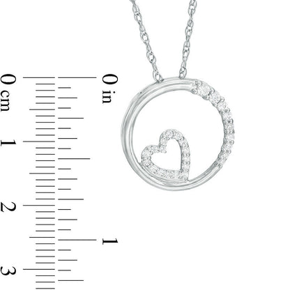 0.2 CT. T.W. Natural Diamond Heart in Circle Pendant in 10K White Gold