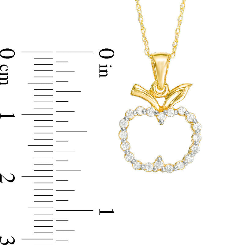0.2 CT. T.W. Natural Diamond Apple Outline Pendant in 10K Yellow Gold