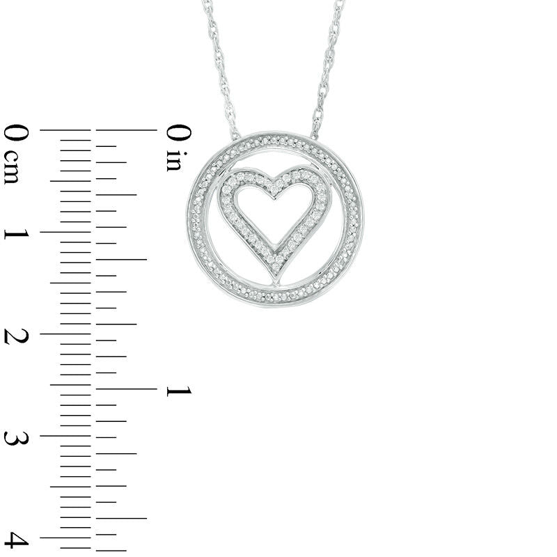 0.07 CT. T.W. Natural Diamond Heart Circle Pendant in Sterling Silver