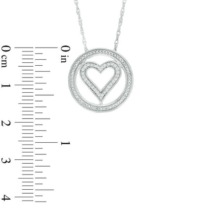 0.07 CT. T.W. Natural Diamond Heart Circle Pendant in Sterling Silver