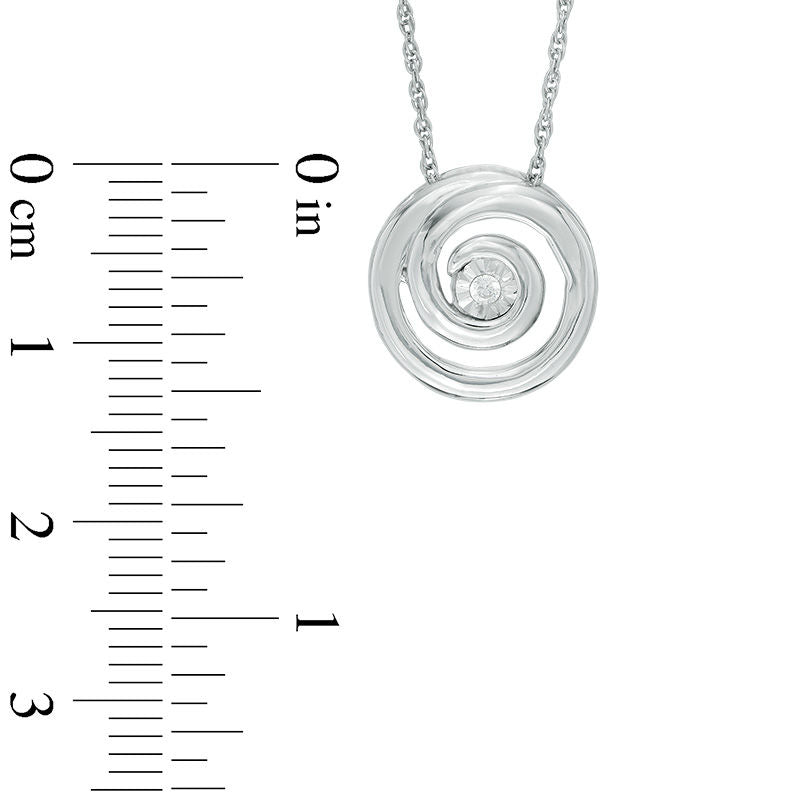 0.1 CT. Natural Diamond Solitaire Swirl Circle Pendant in Sterling Silver