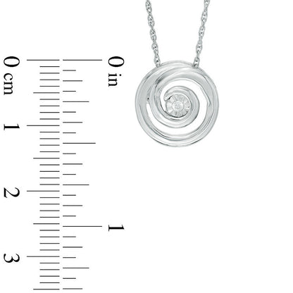 0.1 CT. Natural Diamond Solitaire Swirl Circle Pendant in Sterling Silver