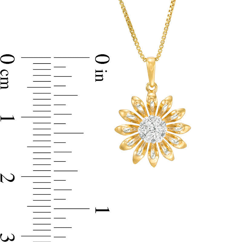 0.17 CT. T.W. Natural Diamond Daisy Pendant in Sterling Silver with 18K Gold Plate