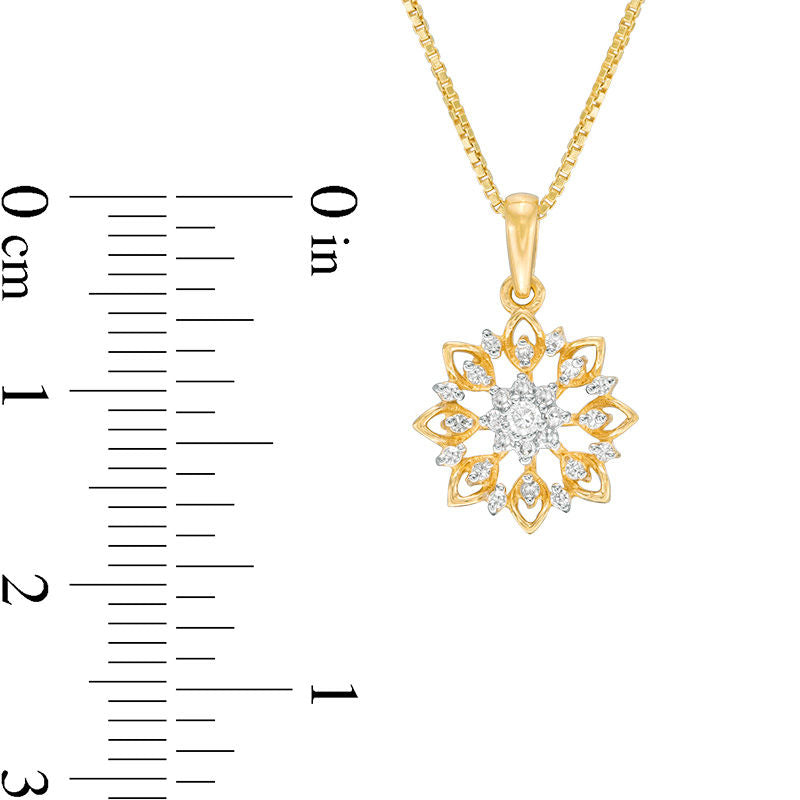 0.13 CT.T.W. Natural Diamond Flower Pendant in Sterling Silver with 18K Gold Plate