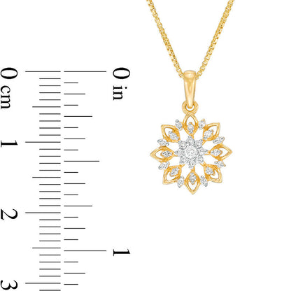 0.13 CT.T.W. Natural Diamond Flower Pendant in Sterling Silver with 18K Gold Plate