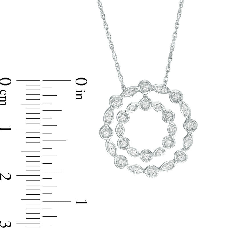 0.25 CT. T.W. Natural Diamond Scalloped Double Circle Pendant in Sterling Silver