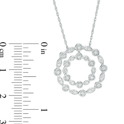 0.25 CT. T.W. Natural Diamond Scalloped Double Circle Pendant in Sterling Silver