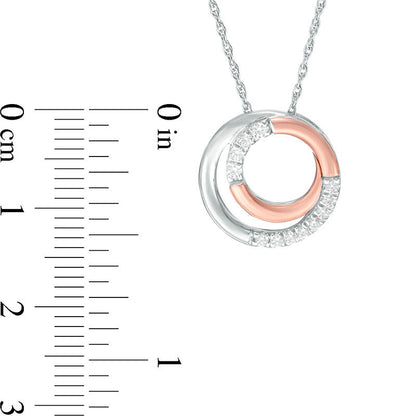 0.2 CT. T.W. Natural Diamond Circle Loop Pendant in Sterling Silver and 10K Rose Gold