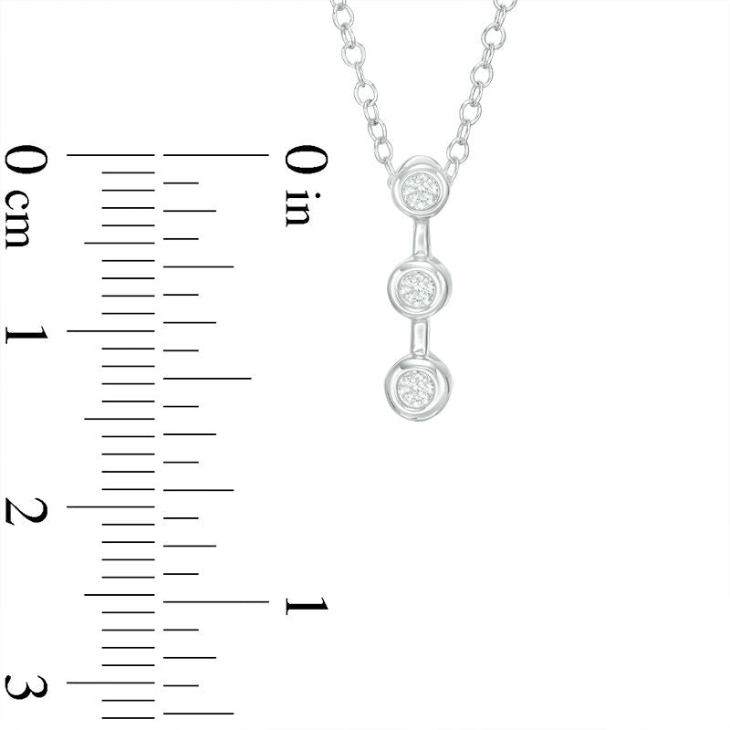0.13 CT. T.W. Natural Diamond Three Stone Pendant in 14K White Gold
