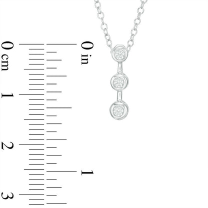 0.13 CT. T.W. Natural Diamond Three Stone Pendant in 14K White Gold