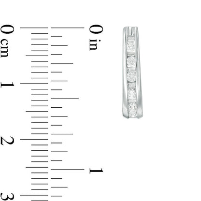 0.5 CT. T.W. Baguette and Round Diamond J-Hoop Earrings in 14K White Gold