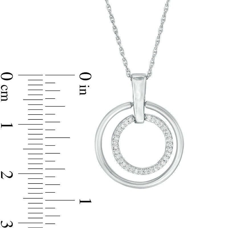 0.13 CT. T.W. Natural Diamond Double Circle Pendant in Sterling Silver