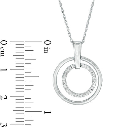 0.13 CT. T.W. Natural Diamond Double Circle Pendant in Sterling Silver