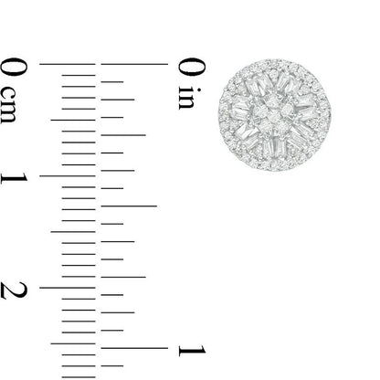 0.5 CT. T.W. Composite Baguette and Round Diamond Frame Stud Earrings in 10K White Gold