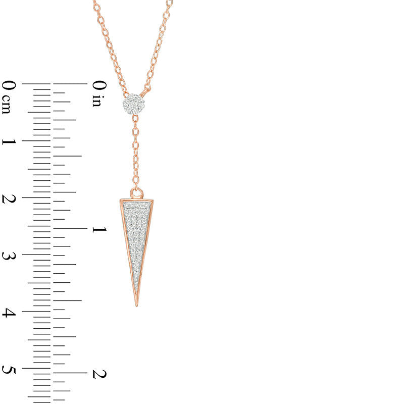 0.17 CT. T.W. Natural Diamond Triangle "Y" Necklace in 10K Rose Gold
