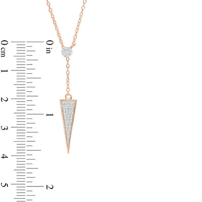 0.17 CT. T.W. Natural Diamond Triangle "Y" Necklace in 10K Rose Gold