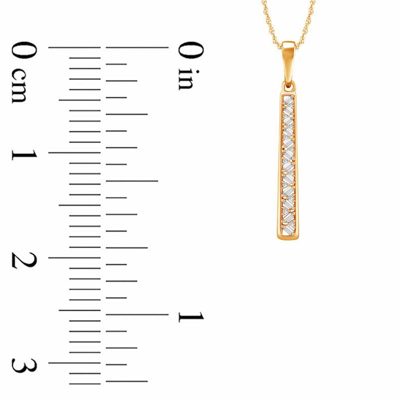 0.2 CT. T.W. Natural Diamond Linear Pendant in 10K Yellow Gold