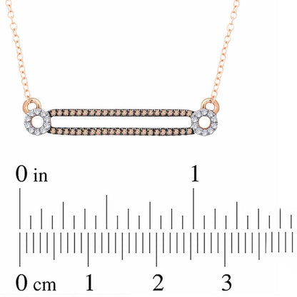 0.17 CT. T.W. Champagne and White Natural Diamond Split Bar Necklace in 10K Rose Gold