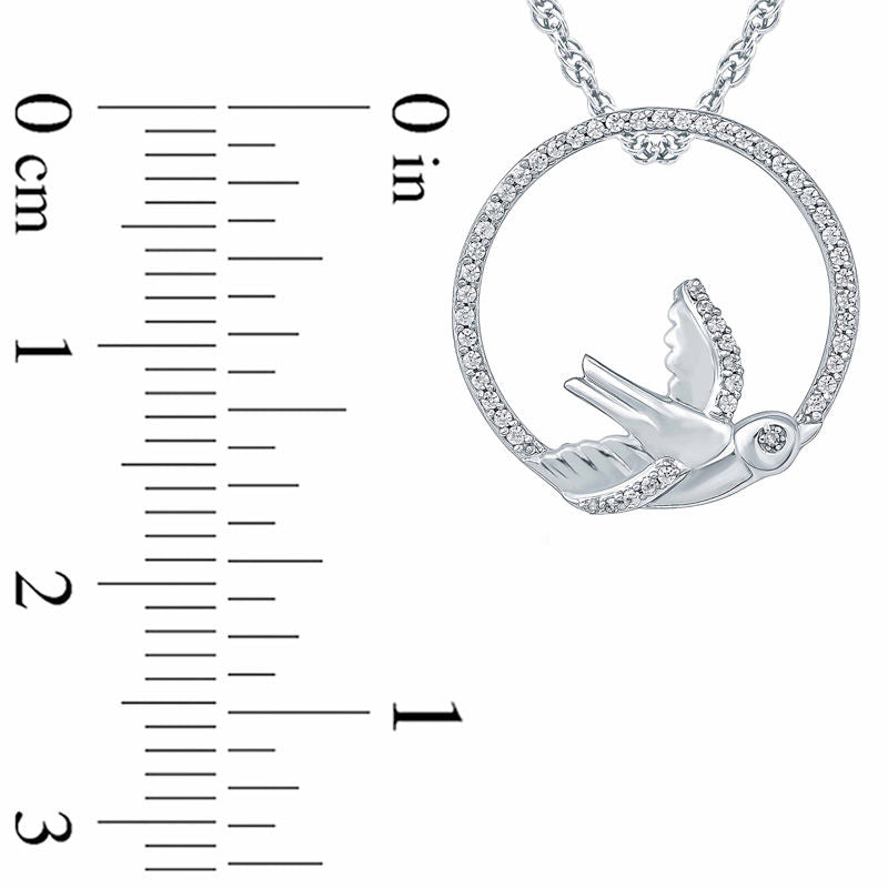 0.17 CT. T.W. Natural Diamond Bird Circle Pendant in Sterling Silver