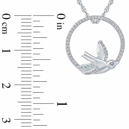 0.17 CT. T.W. Natural Diamond Bird Circle Pendant in Sterling Silver