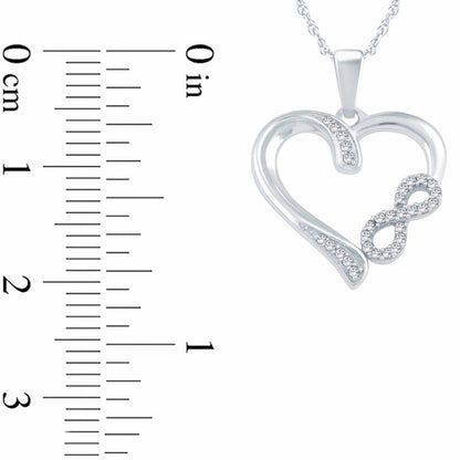 0.1 CT. T.W. Natural Diamond Infinity Heart Pendant in Sterling Silver