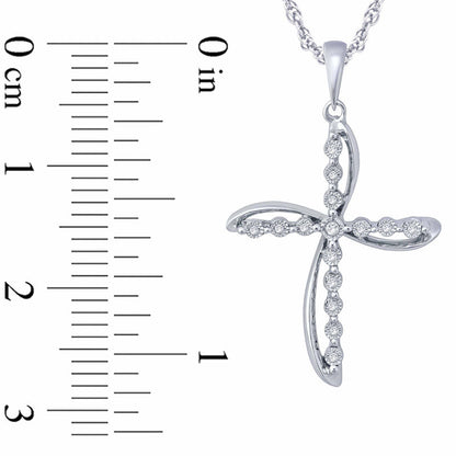 0.05 CT. T.W. Natural Diamond Layered Cross Pendant in Sterling Silver