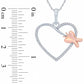 0.07 CT. T.W. Natural Diamond Butterfly Heart Pendant in Sterling Silver and 10K Rose Gold