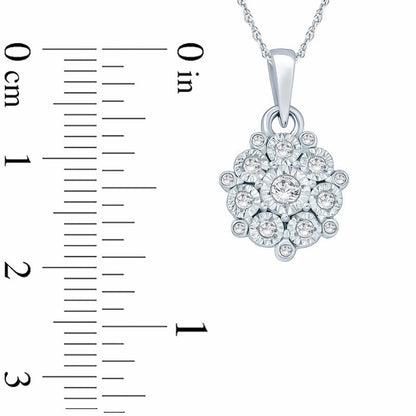 0.17 CT. T.W. Natural Diamond Starburst Frame Pendant in Sterling Silver