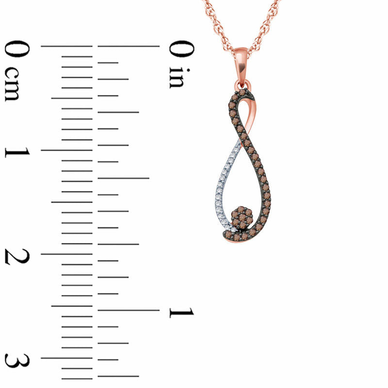 0.17 CT. T.W. Composite Champagne and White Natural Diamond Infinity Pendant in 10K Rose Gold