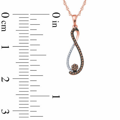 0.17 CT. T.W. Composite Champagne and White Natural Diamond Infinity Pendant in 10K Rose Gold