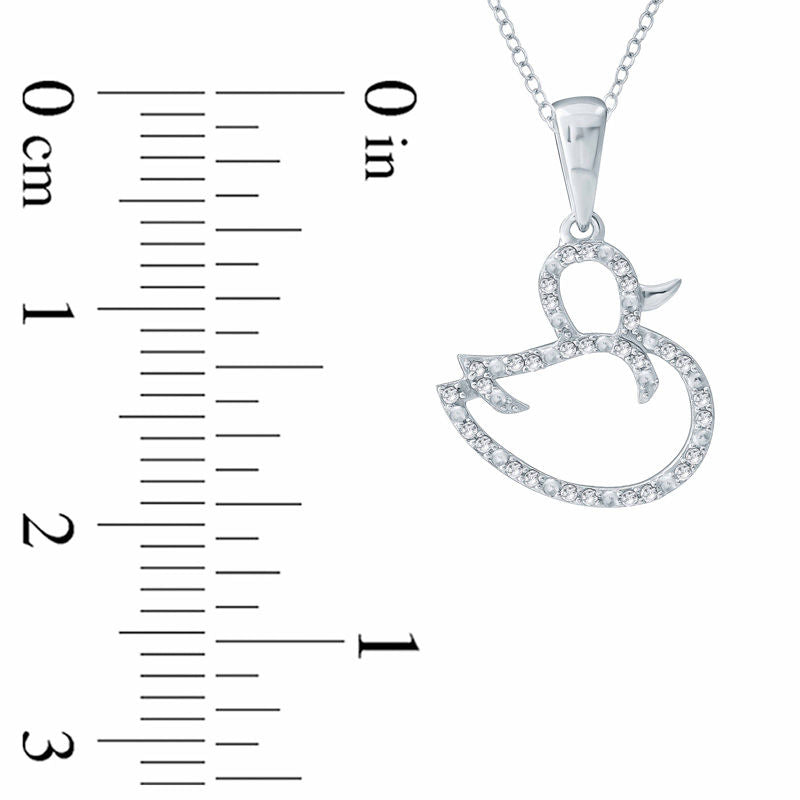0.1 CT. T.W. Natural Diamond Duck Pendant in Sterling Silver