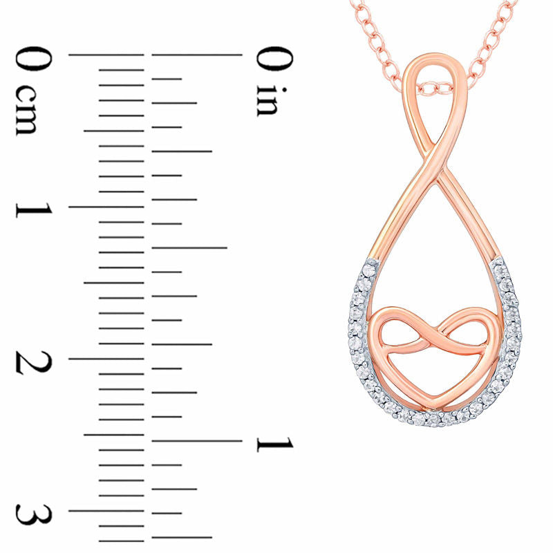 Natural Diamond Accent Heart Infinity Pendant in Sterling Silver with 14K Rose Gold Plate