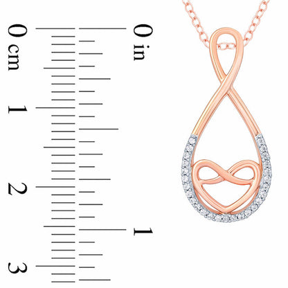 Natural Diamond Accent Heart Infinity Pendant in Sterling Silver with 14K Rose Gold Plate