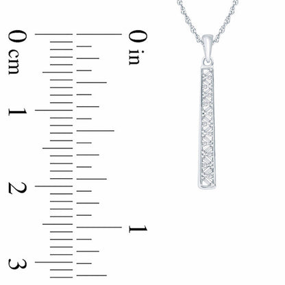 0.2 CT. T.W. Baguette and Round Natural Diamond Linear Pendant in 10K White Gold