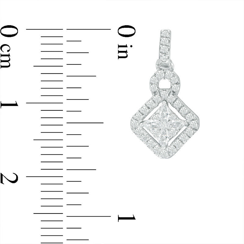 0.5 CT. T.W. Composite Diamond Tilted Square Frame Drop Earrings in 14K White Gold