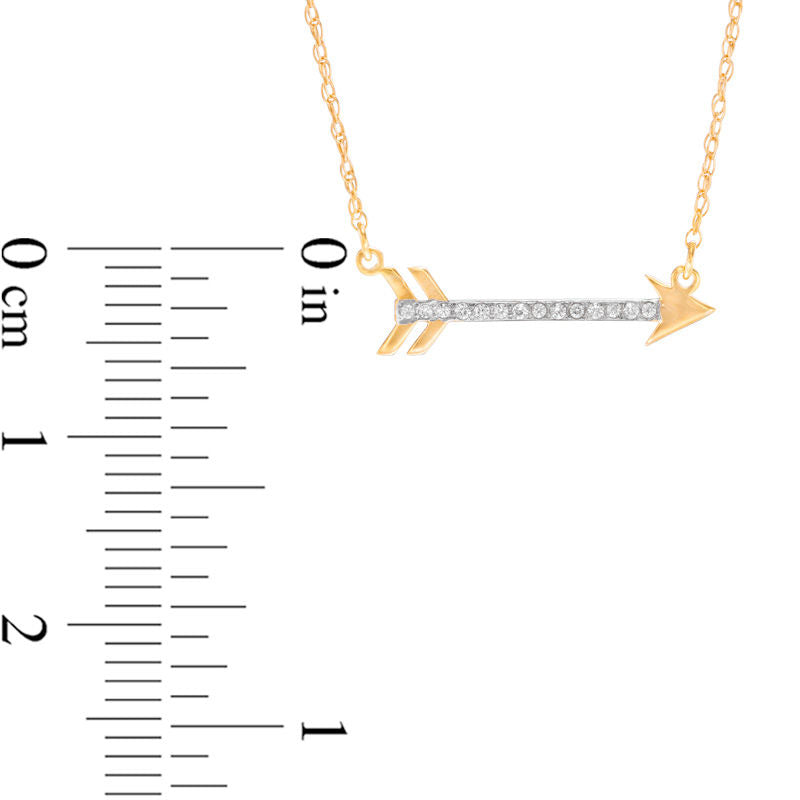 0.05 CT. T.W. Natural Diamond Laser-Cut Sideways Arrow Necklace in 10K Yellow Gold