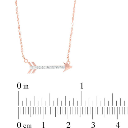 0.05 CT. T.W. Natural Diamond Laser-Cut Sideways Arrow Necklace in 10K Rose Gold