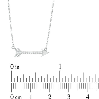 0.05 CT. T.W. Natural Diamond Laser-Cut Sideways Arrow Necklace in 10K White Gold