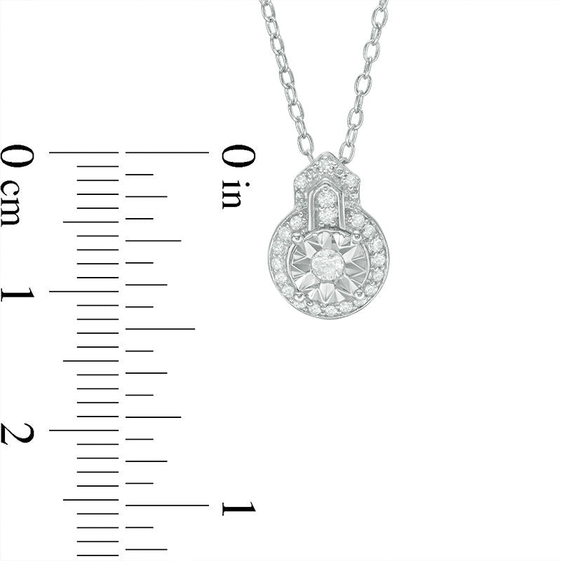 0.17 CT. T.W. Natural Diamond Frame Art Deco Pendant in Sterling Silver